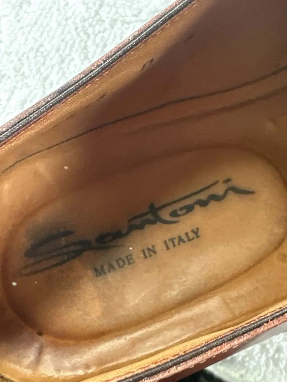 Santoni Brown Leather Apron Toe Derby Shoes Size 8 D
